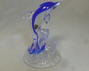 Vintage Cristal D'arques Dolphin Figurine Glass Ornament, Made