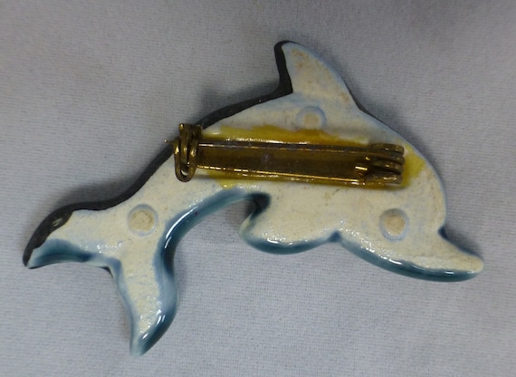 Poole Pottery Ceramic Vintage Dolphin Brooch - Ha… - image 5