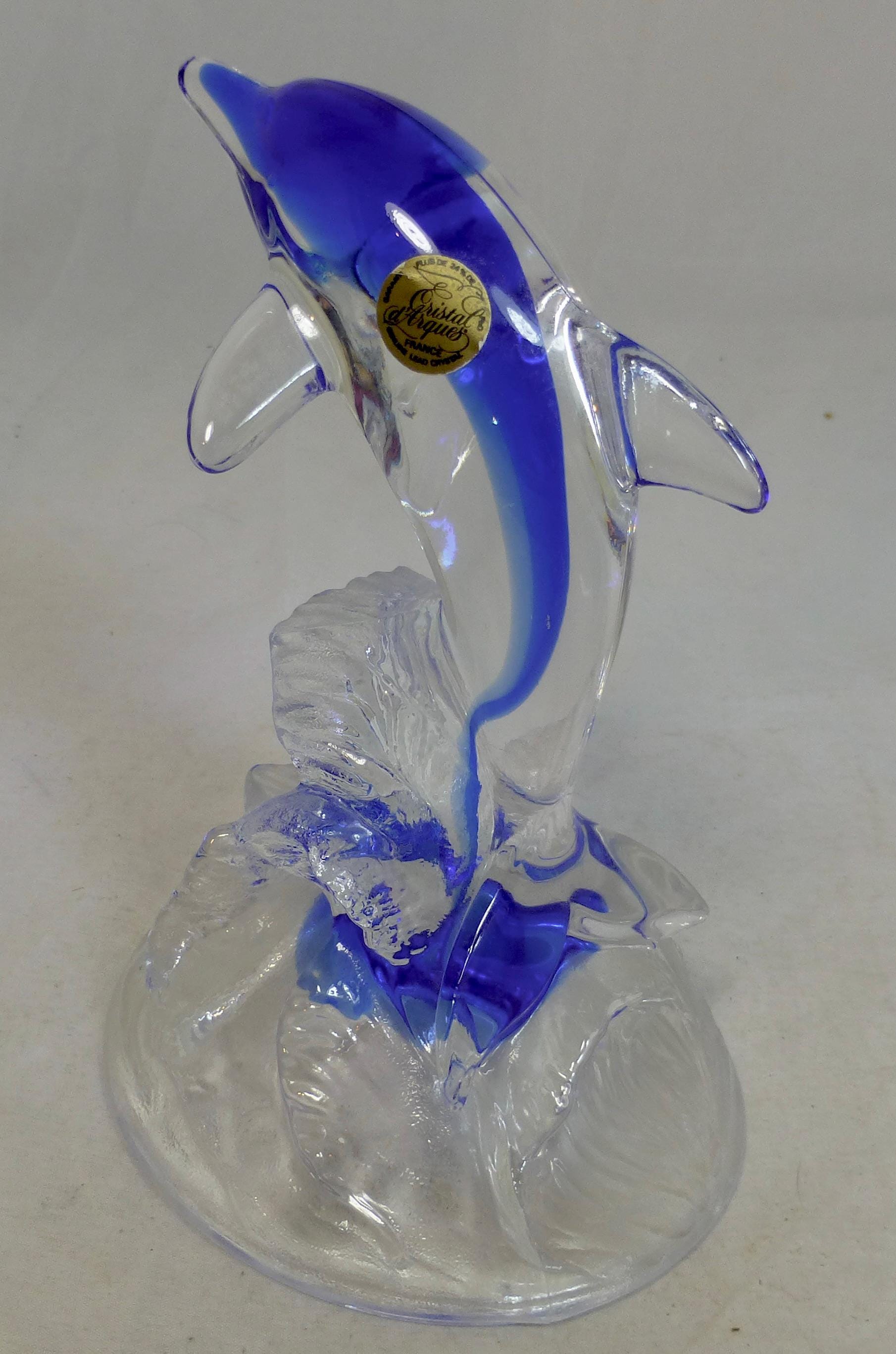 Cristal D'arques Vintage French Clear & Cobalt Blue Lead Crystal