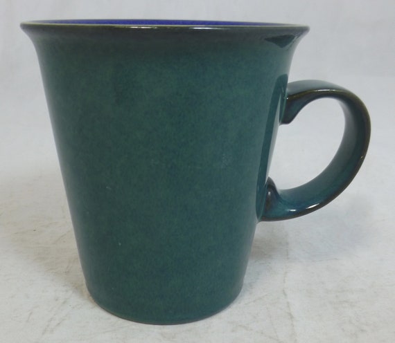 2 Coffee Denby Mugs Dark Green Blue Interior Metz 