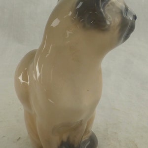 Vintage Large Royal Copenhagen of Denmark Siamese Cat Hand Painted Cream Grey Porcelain Figurine 3281 1st Quality 7.75in H Base Stamp image 6