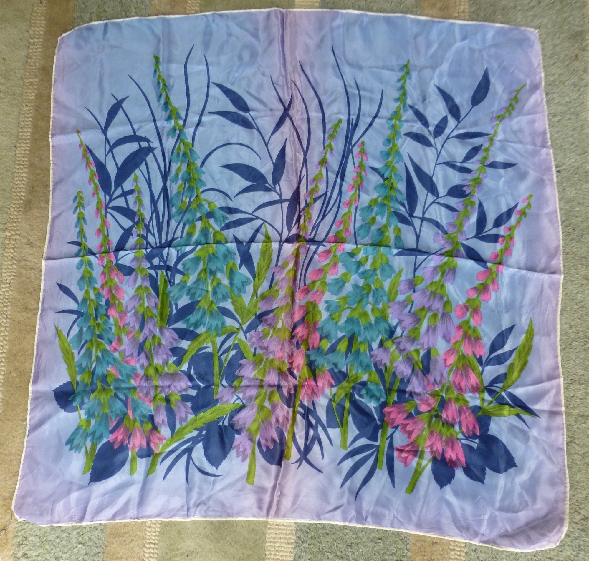 Foulard Vintage En Acétate Capri - 80 X 80 Cm - Vert - Occasion Très Bon état - Accessoire élégant
