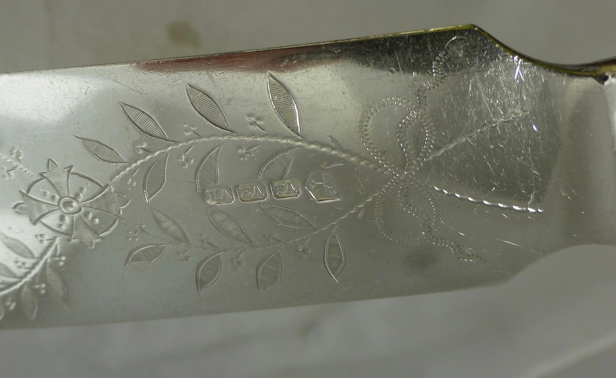 Antique Atkin Bros Silver Plate Knife & Fork Serving Set
