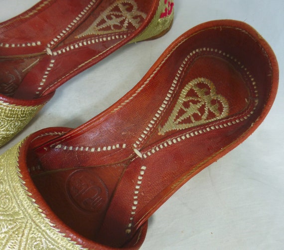 Vintage Handmade Indian Leather Aladdin Slippers … - image 7