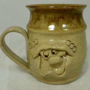 Vintage Ugly Mug 3D Moulded Welsh Studio Pottery Large 1 Pint Handmade Mug by Pretty Ugly Pottery - Raised Fun Face – Signed - Made in Wales