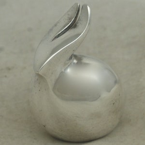 Dansk Designs Vintage Silver Plate Japan Bunny Rabbit Silver on Zinc Figurine / Paperweight - 2.25 in H - Gunner Cyren - Signed Scandi style