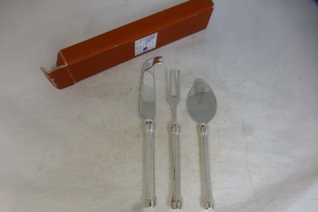 Vintage Silea Elegant Boxed 3piece French Silver Plated Cheese Serving