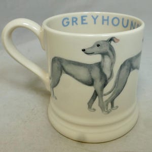 Boccale da mezza pinta con motivo levriero di Emma Bridgewater - Spugna decorata a mano - Design di razza canina - Staffordshire, Inghilterra - Timbro Onisco