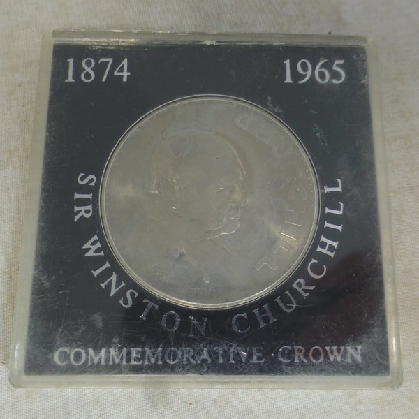 1965 Sir Winston Churchill Commemorative Crown Coin - Uncirculated Condition Unc - Perspex Case - Collectible Bright Silver Mint Condition