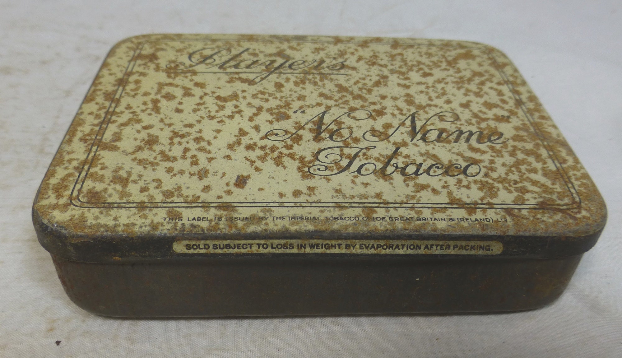 Vintage Players No Name Tobacco Advertising Metal Old Tobacco Tin Hinged  Lid - Ready Rubbed Flake - Storage Canister Promotion Brand Tin
