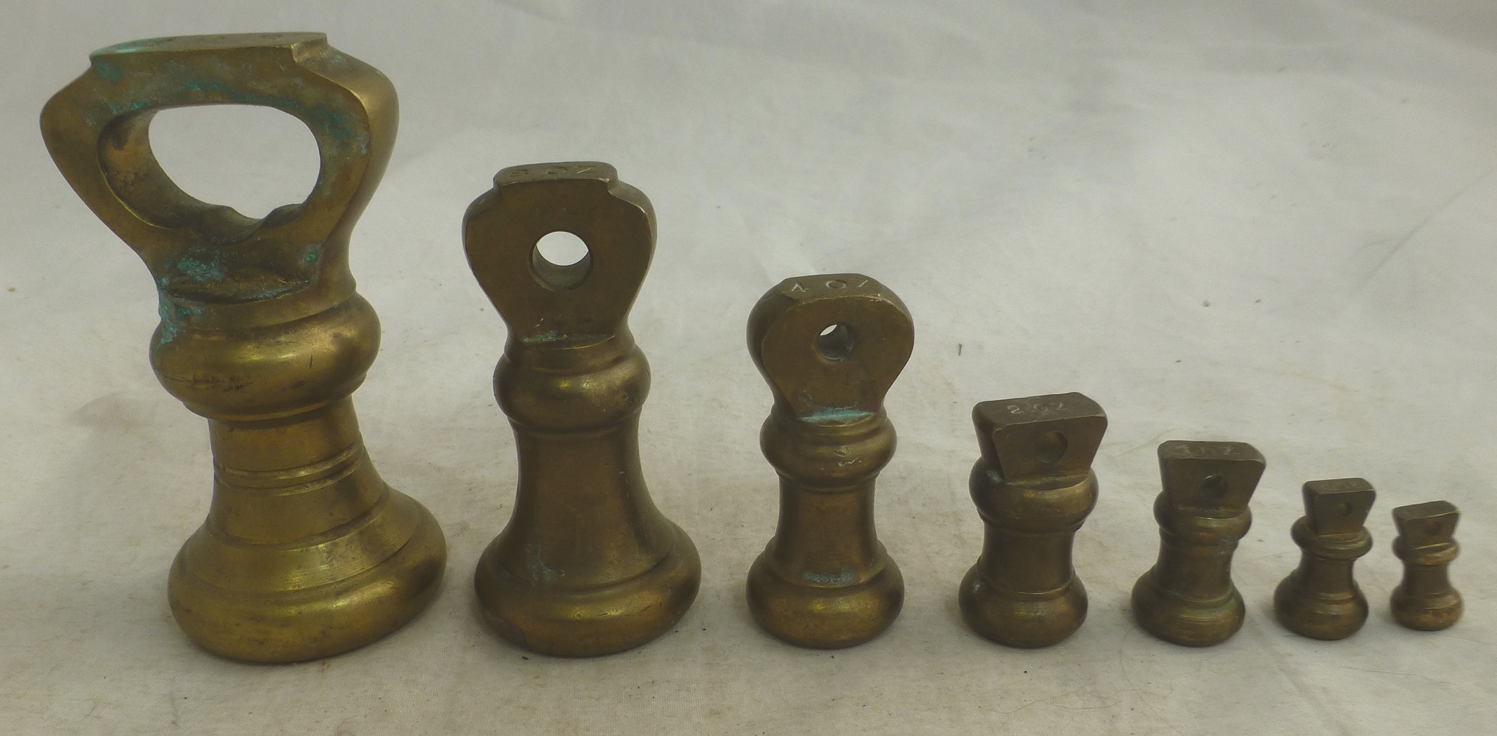 Vintage Set of 7 Brass Imperial Bell Weights From 1 Lb to 0.25 Oz ...