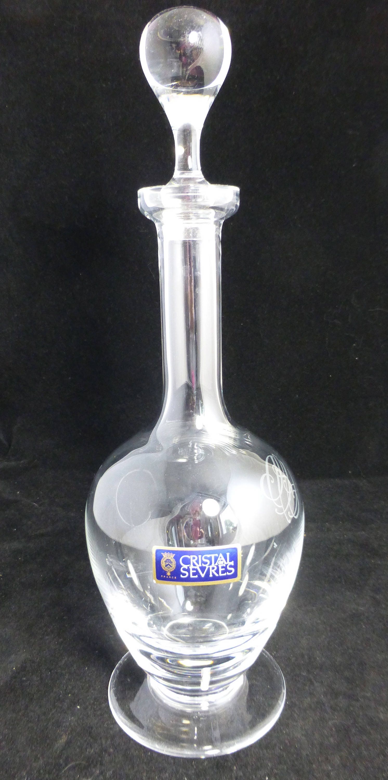 Cristal De Sevres Engraved Wine / Claret / Port Glass Decanter