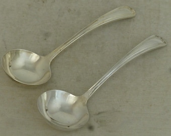 Art Deco Antique John Turton & Co Matching Pair of Silver Plate Serving 1924 Ladle Spoons 5 in - Signed JTCS EPNS – Rd 708938 - Sheffield