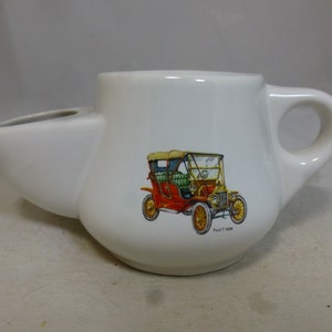 Vintage Wade Shaving Scuttle Mug - Barber Moustache Cream Ceramic Cup with Colour Classic Ford T 1908 Car Design 6.75 in W – Made in England
