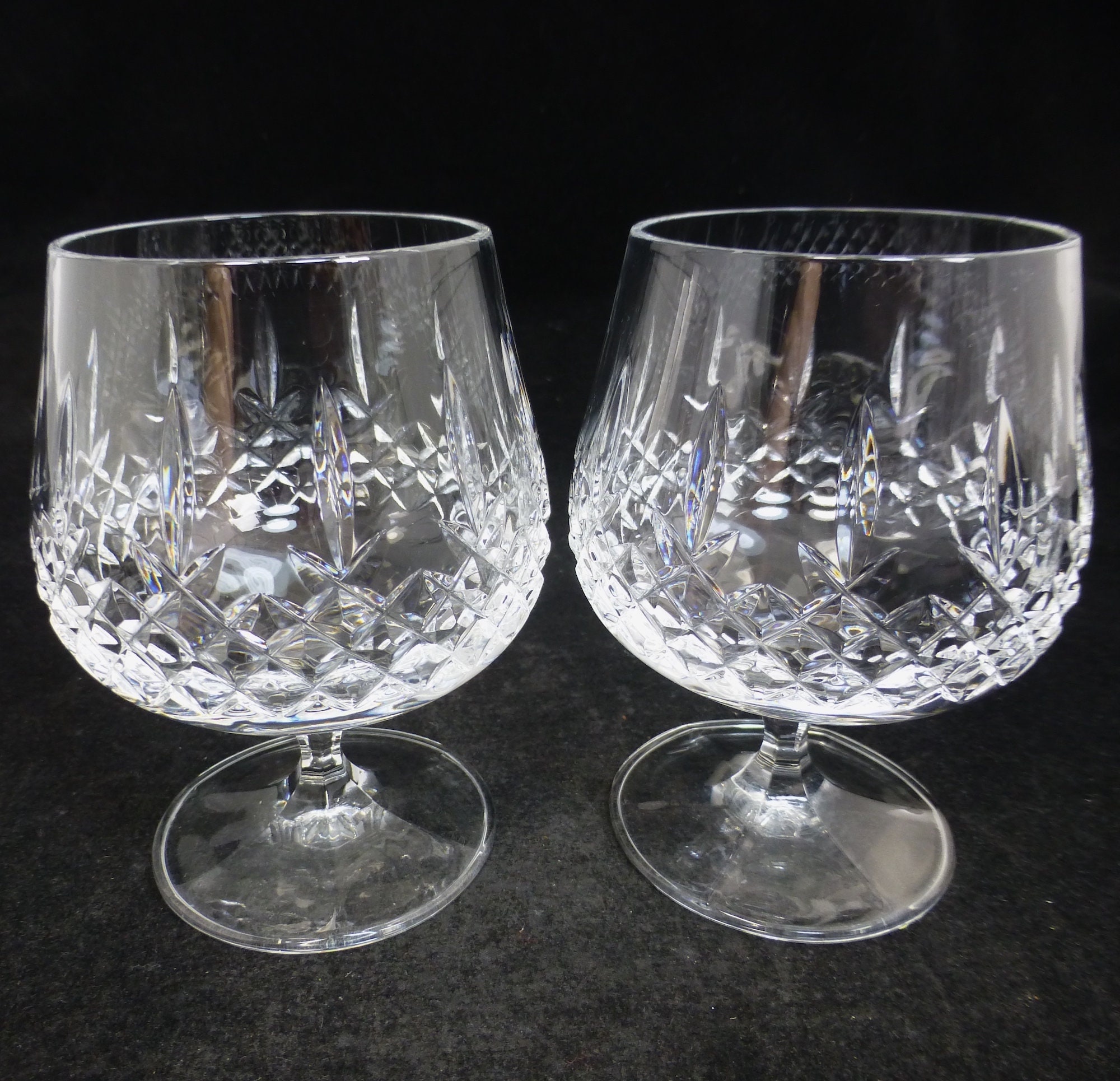 Set of 2 Hand Cut Lead Crystal Vintage Brandy Glasses High Quality Brandy  Balloon Glasses Waterford Crystal Stag / After Dinner Gifts 