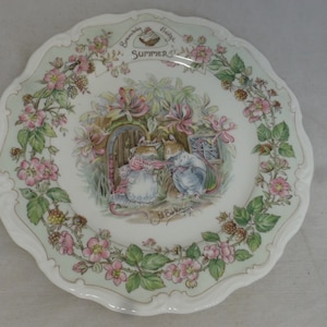 Vintage Royal Doulton Brambly Hedge Summer Large 8.25 inch Plate – Jill Barklem Gift Collection Four Seasons Series - 1st Quality - England