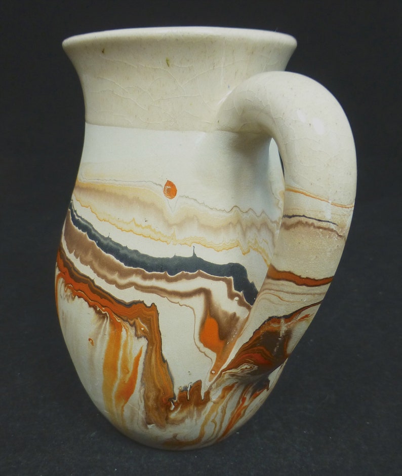 USA Nemadji Pottery Signed Ceramic Jug / Pitcher with Swirly Etsy