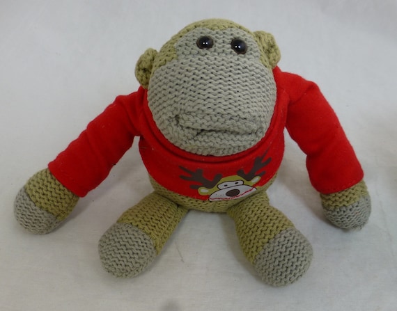 Christmas Edition Jumper PG Tips Tea Promotional Knitted Monkey Beanie  Plush Toy Removable Red Reindeer Top Hey Monkey Most Famous Monkey 
