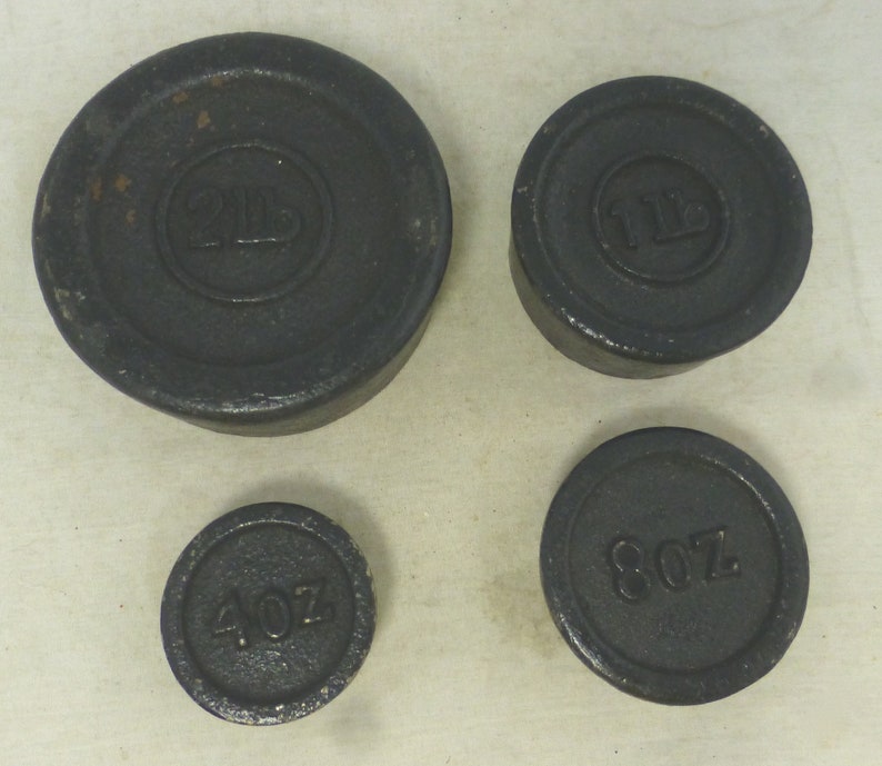 Vintage Salter Unused Boxed Weights Set - 8 Round Black Cast Iron ...