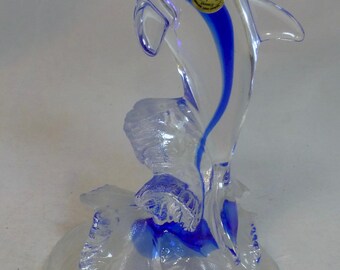 Cristal D'arques Vintage French Clear & Cobalt Blue Lead Crystal
