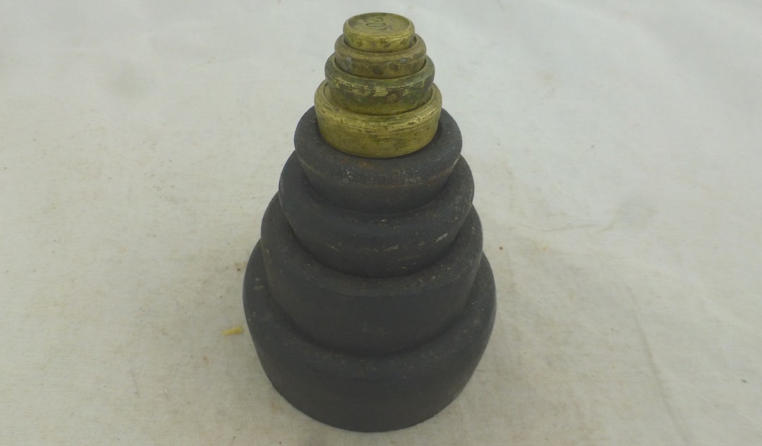 Vintage Full Set of 8 Stackable Imperial Round Cast Iron & Brass ...