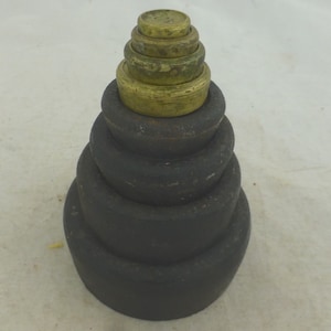Vintage Full Set of 8 Stackable Imperial Round Cast Iron & Brass Weights 2 lb to 0.25 oz - Marked with Weight - Lovely Condition - England