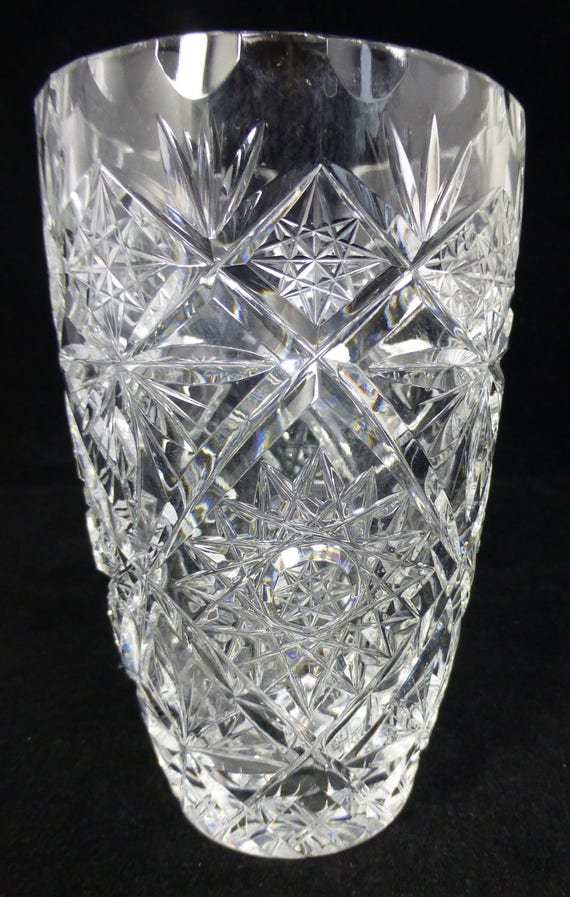 Vintage Hand geschnitten Bleikristall Vase hohe Qualität 6-Zoll-Vase Blumenbehälter - Qualität Bleikristall Geschenk mit Sternmuster