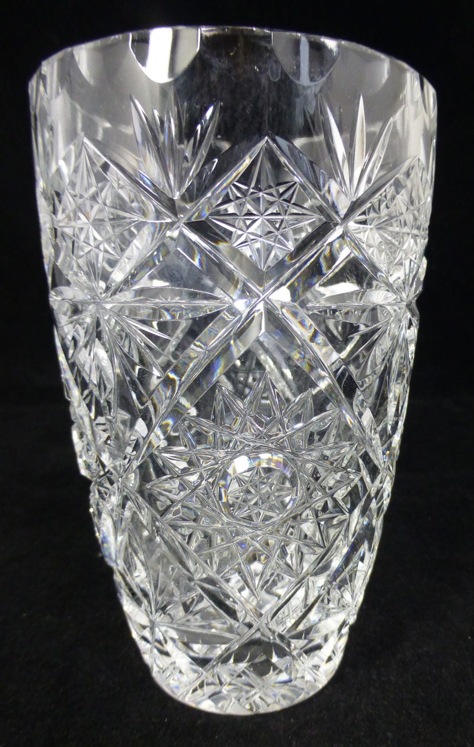 カットガラス　花瓶 ヴィンテージ ハンドカット 鉛クリスタル花瓶 高品質 6 インチ H