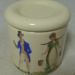 Rare Fortnum & Mason Milkmaid Dandy English Blue Stilton Cheese Porcelain Storage Canister / Jar Crock and Lid 3.25 in H Stilton not inc image 4