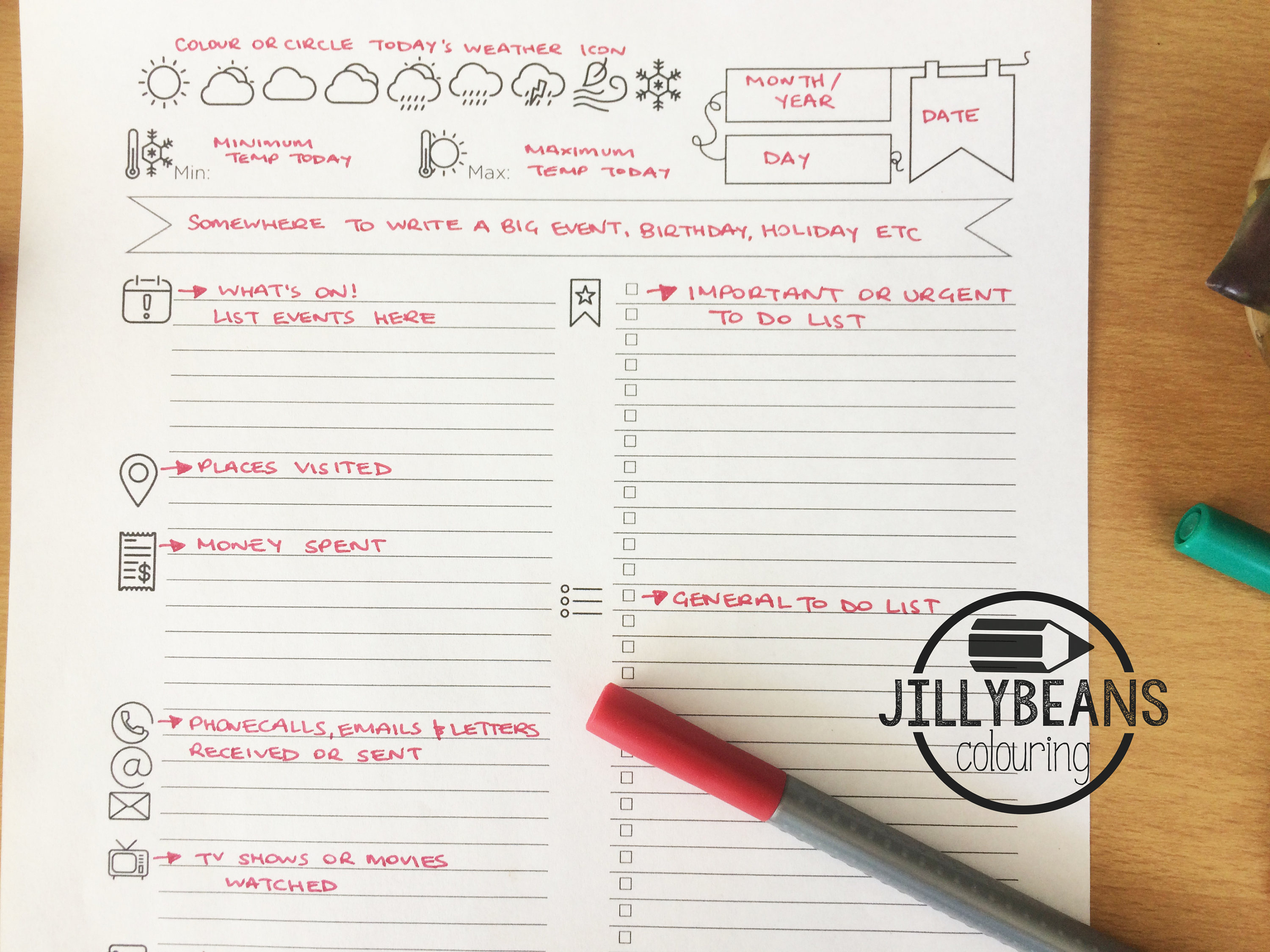 Daily Bullet Journal Template