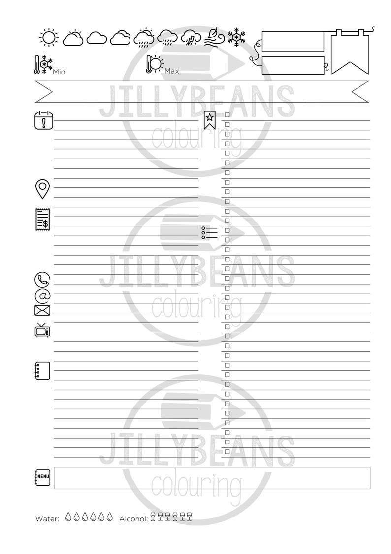 Daily Bullet Journal Diary Planner A4 Printable Template to Etsy