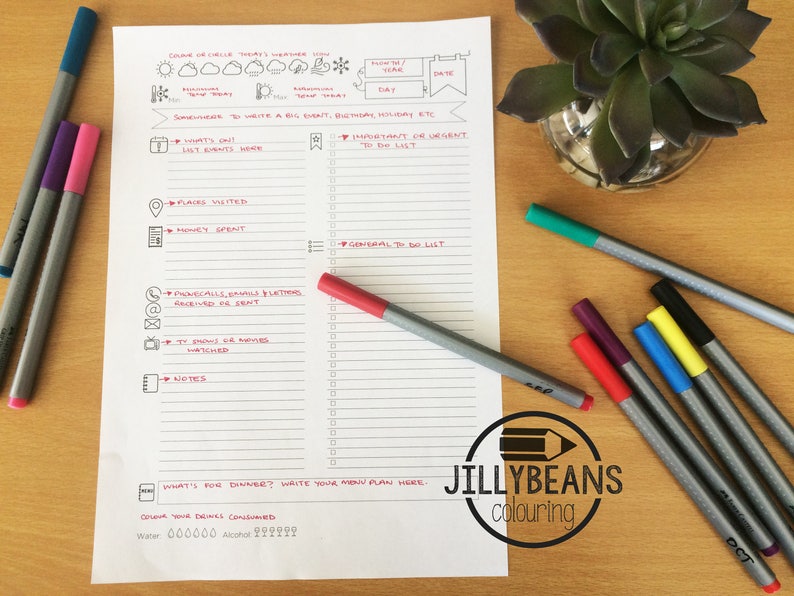 Daily Bullet Journal Diary Planner A4 Printable Template to Etsy