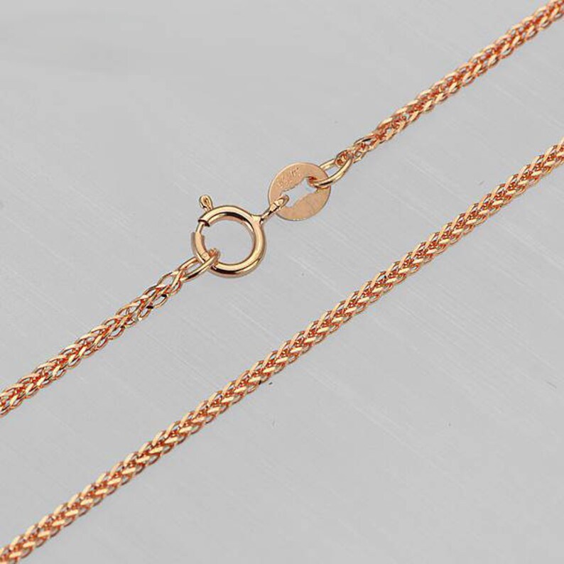 40-45cm Solid 18K Rose Gold Chain Wheat Style Necklaces | Etsy