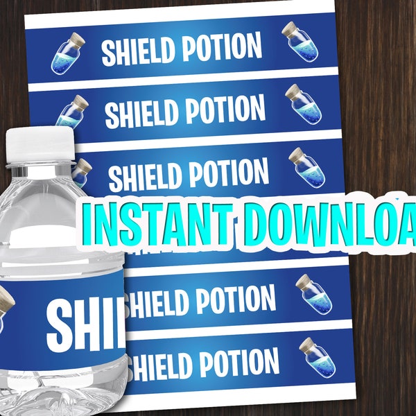 Shield Potion mini water bottle labels! Instant download | Kids party decor