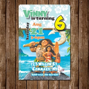 MOANA Kinder party Einladung - personalisiert! | Kinderparty | Druckbare
