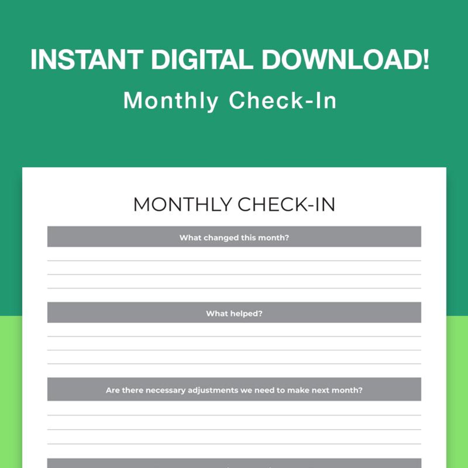 Monthly Check Table Monthly Check-in | Printable Tracker | Spending | Instant Digital ...