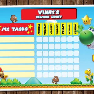 PERSONALIZED MARIO kids reward chart | Kids Chore Chart | Sticker Chart | Kids Chart