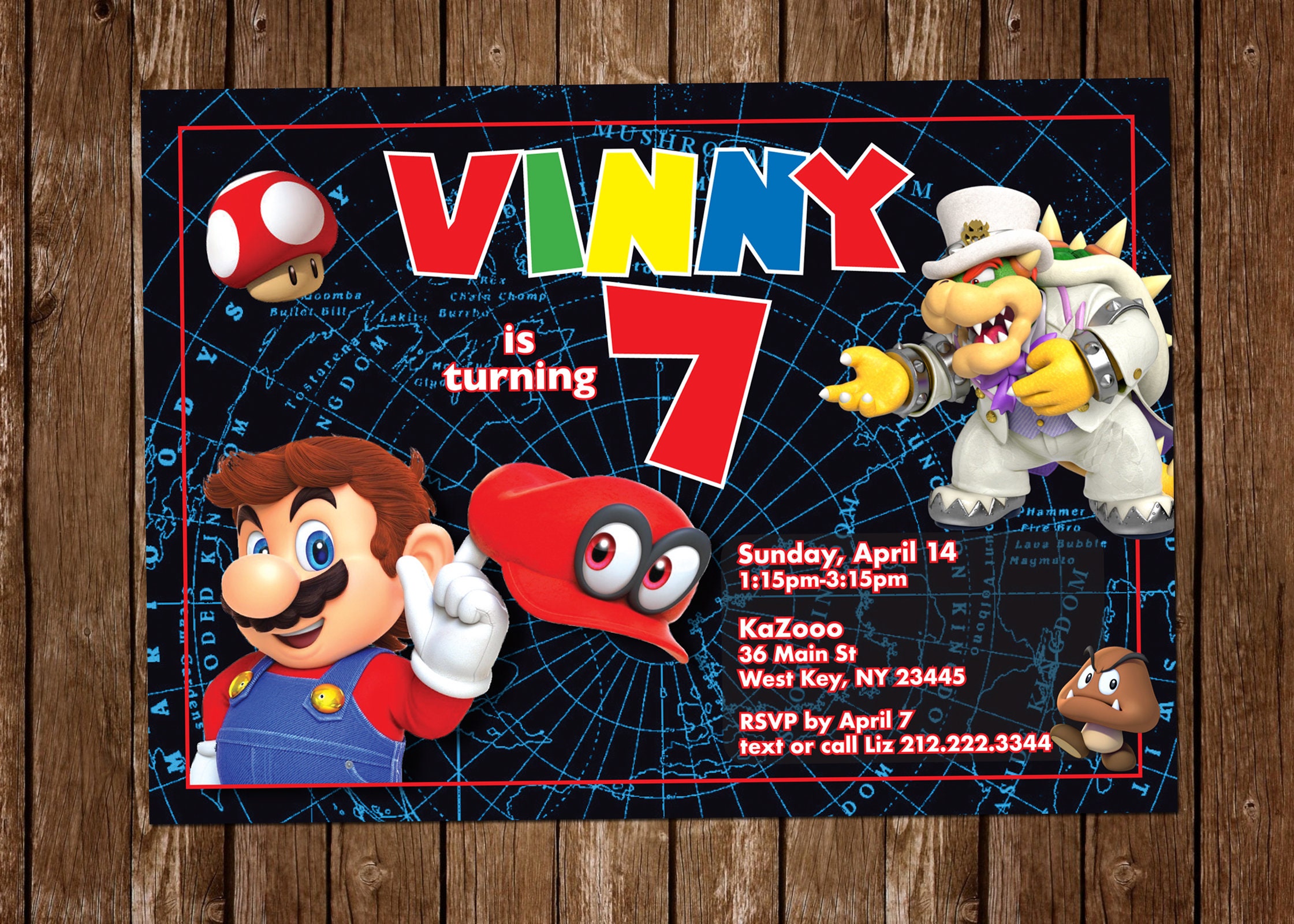 Super Mario Odyssey Invite 5x7 Personalized Etsy Canada Super Mario Odyssey Invite 5x7 Personalized Etsy Canada