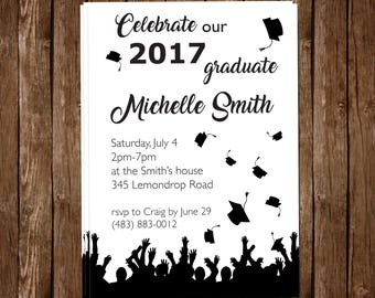 Personalized High School Graduation Invitation | College Graduation Invite | 5x7 | Black and White | Printable