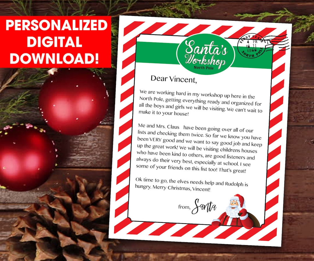 Personalized Letter From Santa Santa Claus Personalized Printable ...