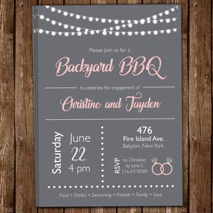Engagement Party Invite | Backyard BBQ | Personalized | 5x7 | Barbecue Invite | Summer | Printable