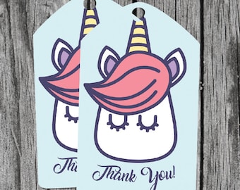 Unicorn Thank You Gift Tags | Birthday Party Favors (Digital File)