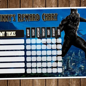 PERSONALIZED Black Panther kids reward chart | Kids Chore Chart | Sticker Chart | Kids Chart