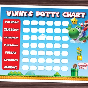 Mario Potty Chart | Tableau d’apprentissage de la propreté | Mario Brothers | Personnalisé