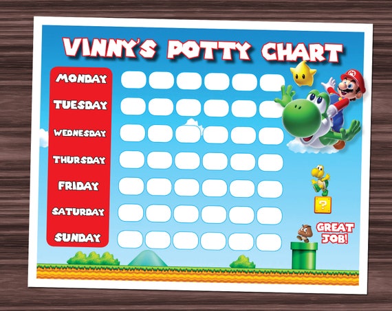 Mario Potty Chart Potty Training Chart Mario Brothers | Etsy
