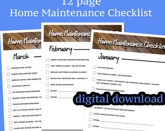 Home Maintenance Checklist | Monthly DIY Planner (Digital Download)
