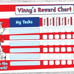 PERSONALIZED DR. SEUSS kids reward chart | Kids Chore Chart | Sticker Chart | Kids Chart