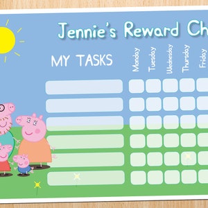 PERSONALIZED Peppa Pig kids reward chart | Kids Chore Chart | Sticker Chart | Kids Chart