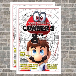 Super Mario Odyssey invite 5x7 - personalized! | Kids invite | Mario Party | Printable