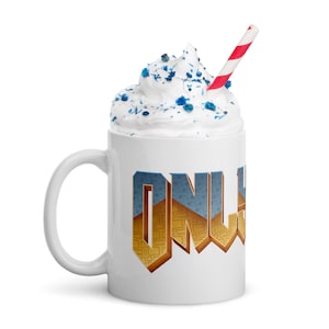 OnlyFans but it&#39;s Doom font - mug